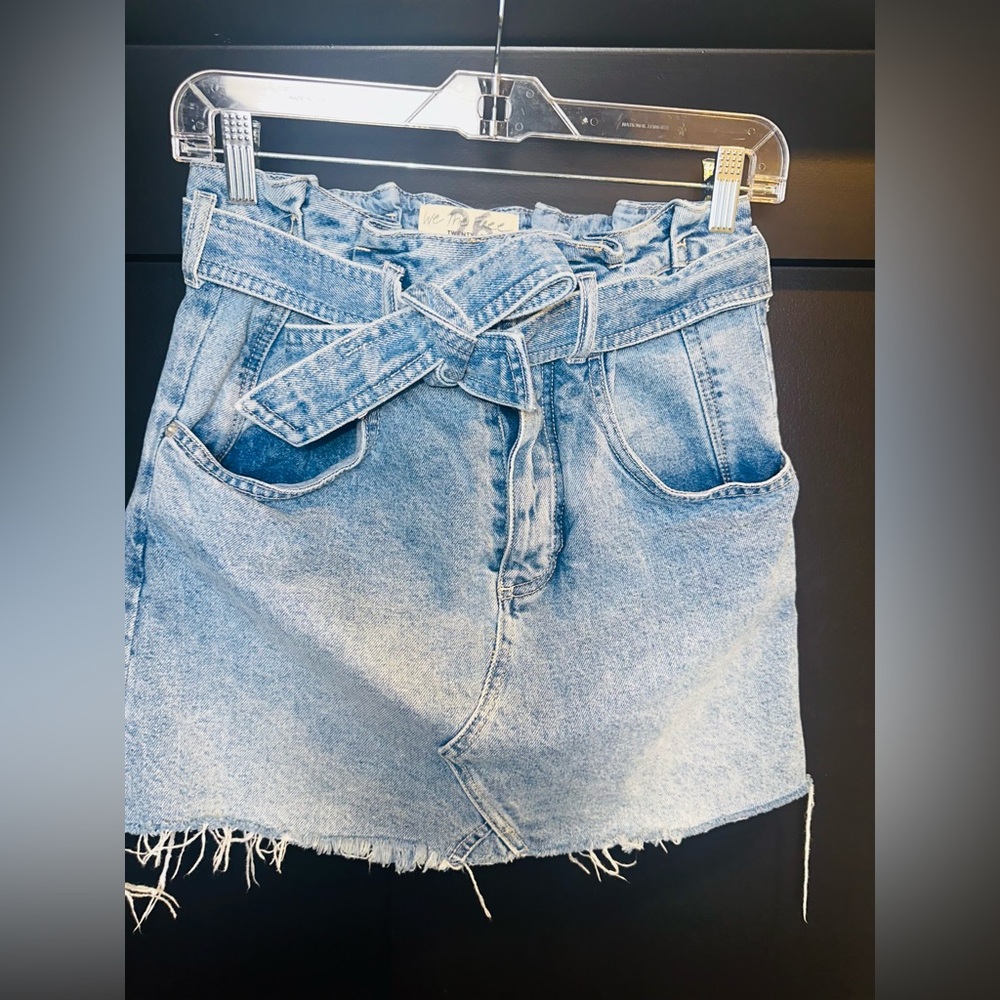 Free People We The Free East of Eden Belted Denim Mini Skirt
